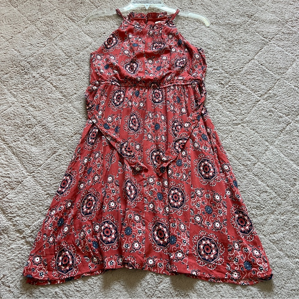 NWT‎ Francesca's Blue Rain Boho Halter Dress Preppy Party Juniors Size 14